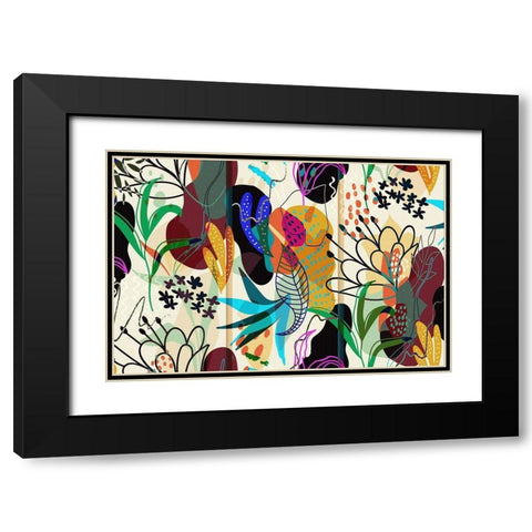 Floral Collage I Black Modern Wood Framed Art Print with Double Matting by Bolokofsky, Ronald