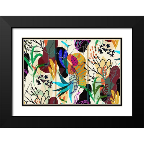 Floral Collage I Black Modern Wood Framed Art Print with Double Matting by Bolokofsky, Ronald