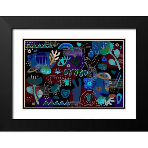 Mid Century Shapes 62 Black Modern Wood Framed Art Print with Double Matting by Bolokofsky, Ronald