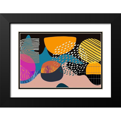 Mid Century Shapes 531 Black Modern Wood Framed Art Print with Double Matting by Bolokofsky, Ronald