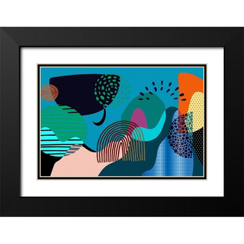 Mid Century Shapes 532 Black Modern Wood Framed Art Print with Double Matting by Bolokofsky, Ronald