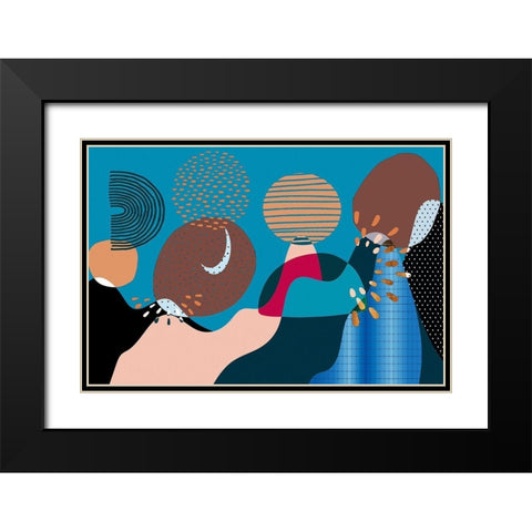 Mid Century Shapes 533 Black Modern Wood Framed Art Print with Double Matting by Bolokofsky, Ronald