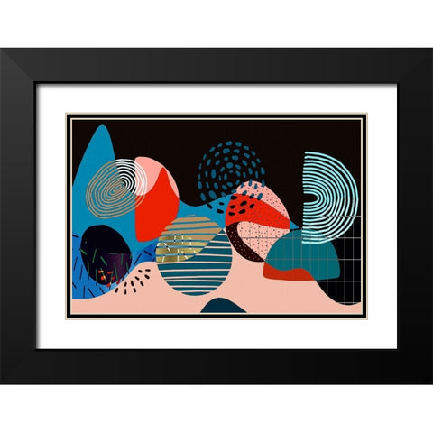 Mid Century Shapes 535 Black Modern Wood Framed Art Print with Double Matting by Bolokofsky, Ronald