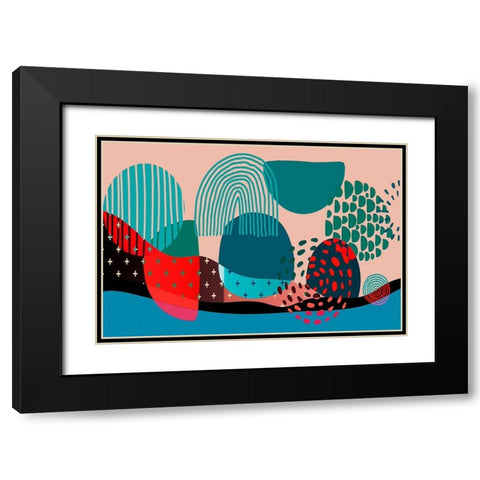 Mid Century Shapes 536 Black Modern Wood Framed Art Print with Double Matting by Bolokofsky, Ronald