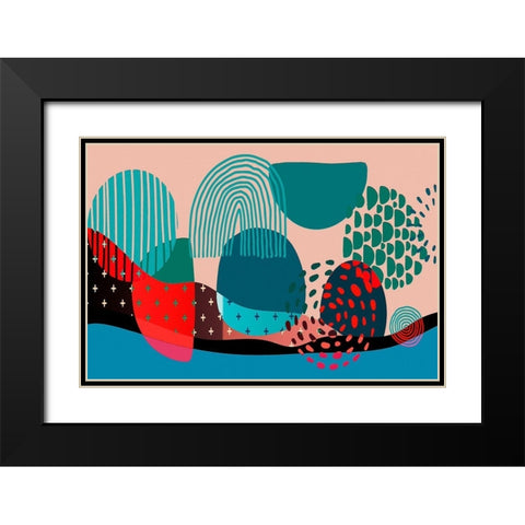 Mid Century Shapes 536 Black Modern Wood Framed Art Print with Double Matting by Bolokofsky, Ronald