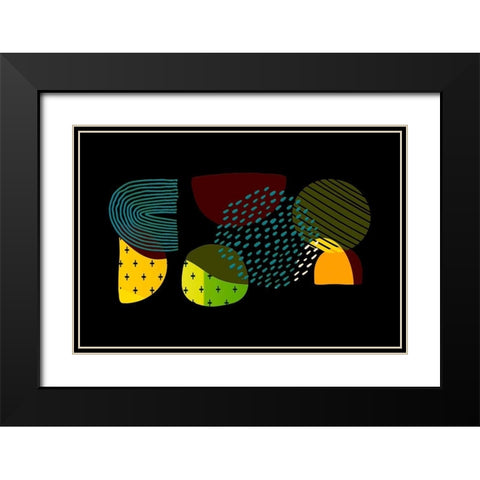 Mid Century Shapes 631 Black Modern Wood Framed Art Print with Double Matting by Bolokofsky, Ronald