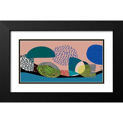 Mid Century Shapes 834 Black Modern Wood Framed Art Print with Double Matting by Bolokofsky, Ronald