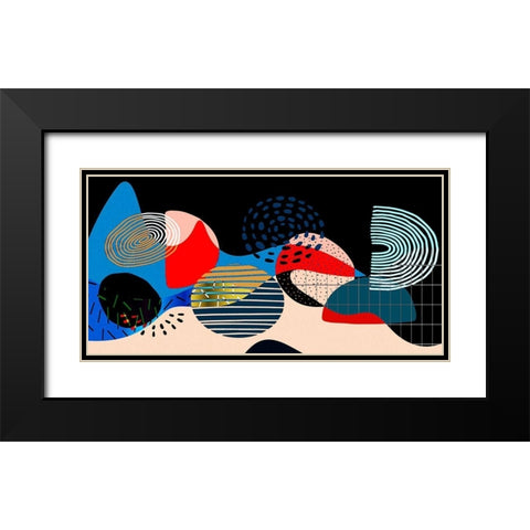 Mid Century Shapes 835 Black Modern Wood Framed Art Print with Double Matting by Bolokofsky, Ronald