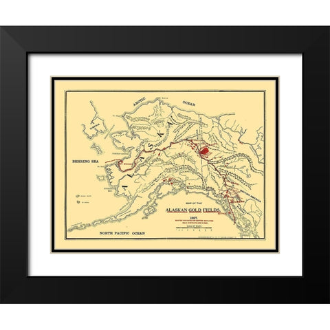 Alaska Gold Fields - Lee 1897 Black Modern Wood Framed Art Print with Double Matting by Lee