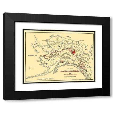Alaskan Gold Fields - Lee 1897 Black Modern Wood Framed Art Print with Double Matting by Lee