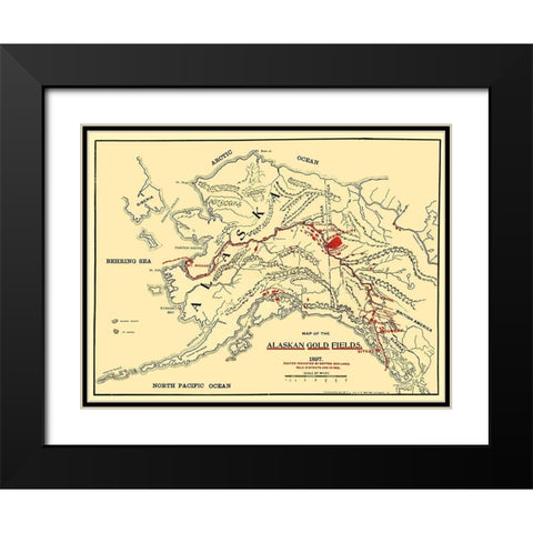 Alaskan Gold Fields - Lee 1897 Black Modern Wood Framed Art Print with Double Matting by Lee