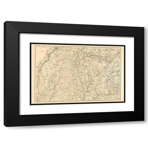 Alabama Mississippi Tennessee - Bache 1865 Black Modern Wood Framed Art Print with Double Matting by Bache