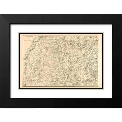 Alabama Mississippi Tennessee - Bache 1865 Black Modern Wood Framed Art Print with Double Matting by Bache
