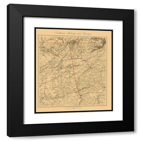 Northern Alabama, Georgia - Krebs 1864 Black Modern Wood Framed Art Print with Double Matting by Krebs