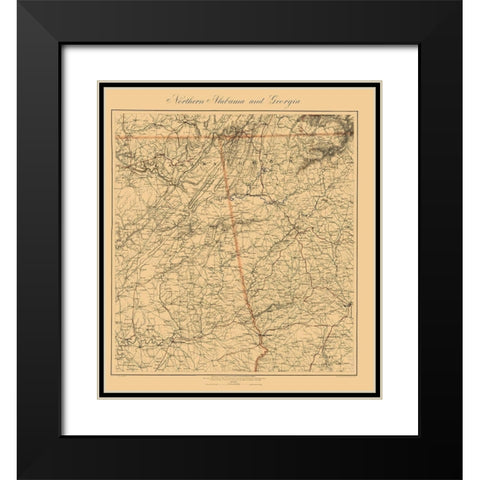 Northern Alabama, Georgia - Krebs 1864 Black Modern Wood Framed Art Print with Double Matting by Krebs