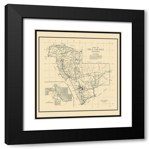 Gila Arizona - Newman 1921 Black Modern Wood Framed Art Print with Double Matting by Newman