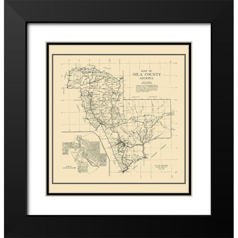 Gila Arizona - Newman 1921 Black Modern Wood Framed Art Print with Double Matting by Newman