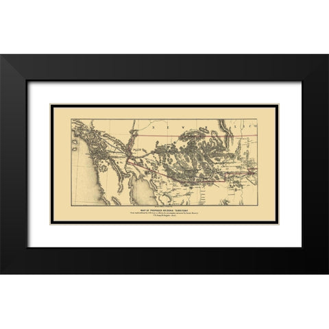 Arizona Proposed Territory - Gray 1857 Black Modern Wood Framed Art Print with Double Matting by Gray
