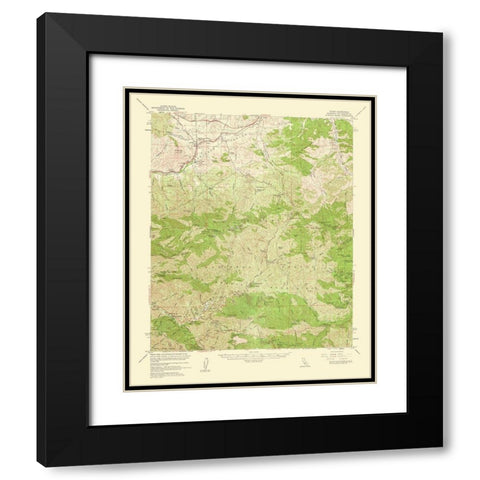 Acton California Quad - USGS 1961 Black Modern Wood Framed Art Print with Double Matting by USGS