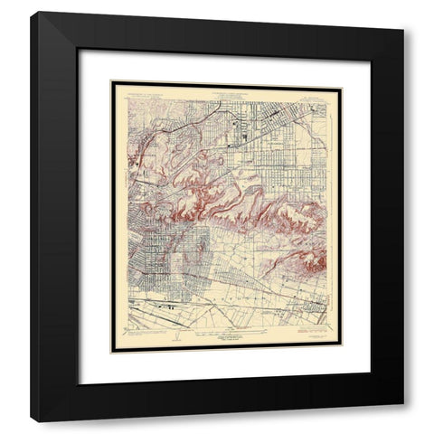Alhambra California Quad - USGS 1926 Black Modern Wood Framed Art Print with Double Matting by USGS