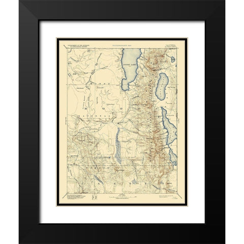 Alhambra California Sheet - USGS 1892 Black Modern Wood Framed Art Print with Double Matting by USGS