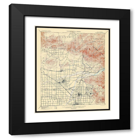 Anaheim California Quad - USGS 1901 Black Modern Wood Framed Art Print with Double Matting by USGS