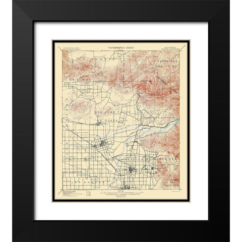 Anaheim California Quad - USGS 1901 Black Modern Wood Framed Art Print with Double Matting by USGS
