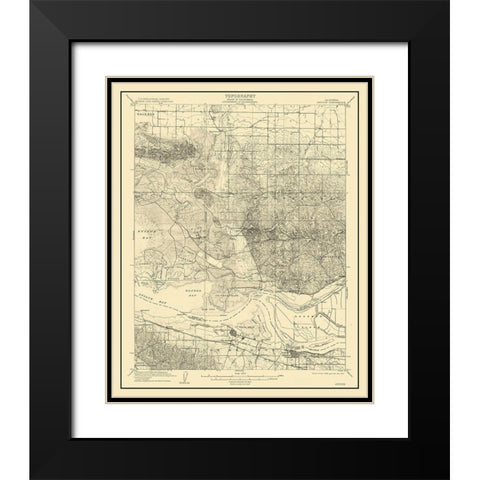Antioch California Quad - USGS 1908 Black Modern Wood Framed Art Print with Double Matting by USGS