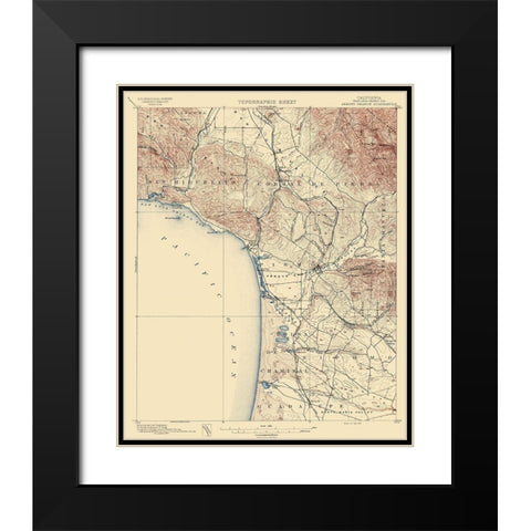 Arroyo Grande California Quad - USGS 1897 Black Modern Wood Framed Art Print with Double Matting by USGS