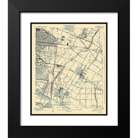 Bell California Quad - USGS 1936 Black Modern Wood Framed Art Print with Double Matting by USGS