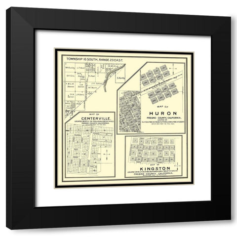 Huron, Kingston, Centerville California Landowner Black Modern Wood Framed Art Print with Double Matting by Thomas