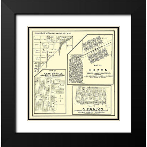 Huron, Kingston, Centerville California Landowner Black Modern Wood Framed Art Print with Double Matting by Thomas