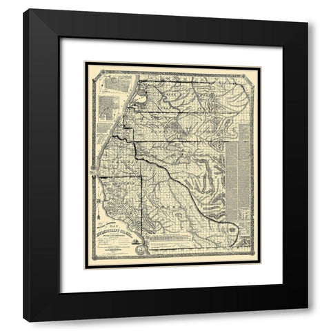 Humboldt California Landowner - Doolittle 1865 Black Modern Wood Framed Art Print with Double Matting by Doolittle
