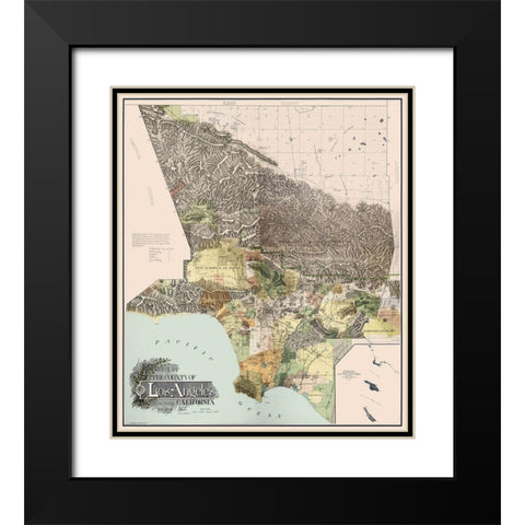Los Angeles California - Wright 1898 Black Modern Wood Framed Art Print with Double Matting by Wright