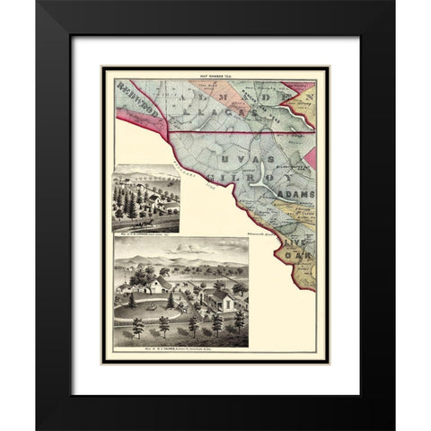 Santa Clara California Landowner - Thomas 1876 Black Modern Wood Framed Art Print with Double Matting by Thomas