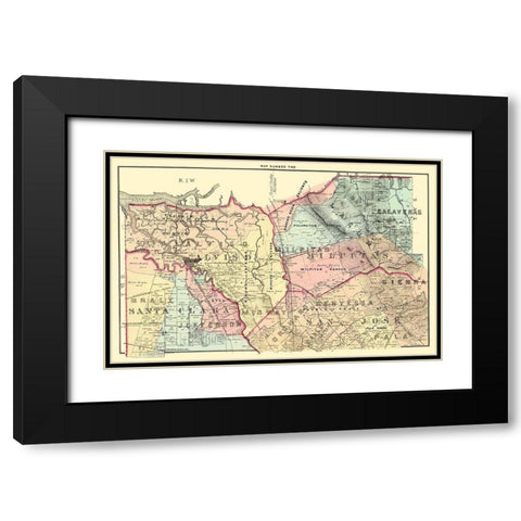 Santa Clara California Landowner - Thomas 1876 Black Modern Wood Framed Art Print with Double Matting by Thomas