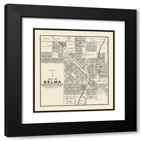 Selma California Landowner - Thomas 1892 Black Modern Wood Framed Art Print with Double Matting by Thomas