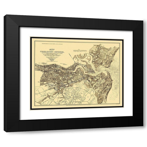Charleston with Defences - Walker 1885 Black Modern Wood Framed Art Print with Double Matting by Walker
