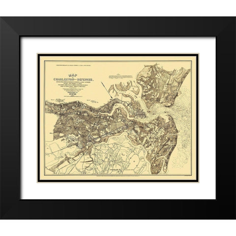 Charleston with Defences - Walker 1885 Black Modern Wood Framed Art Print with Double Matting by Walker