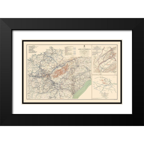 Army of Cumberland Campaigns - Ruger 1895 Black Modern Wood Framed Art Print with Double Matting by Ruger