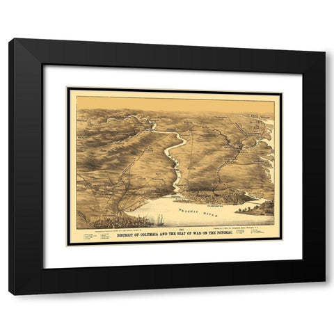 District of Columbia Seat of War On Potomac Black Modern Wood Framed Art Print with Double Matting by Bohn