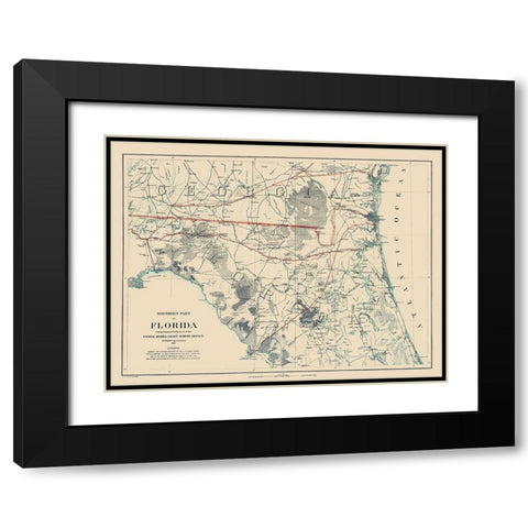 Northern Florida - Bache 1864 Black Modern Wood Framed Art Print with Double Matting by Bache