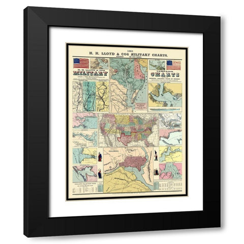 Campaign Military Charts of Strategic Places Black Modern Wood Framed Art Print with Double Matting by Lloyd
