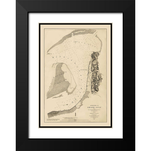 Approaches to Grand Gulf Mississippi - Bache 1864 Black Modern Wood Framed Art Print with Double Matting by Bache