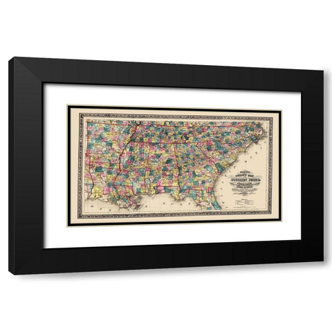 Southern States Railway County - Mendenhall 1864 Black Modern Wood Framed Art Print with Double Matting by Mendenhall