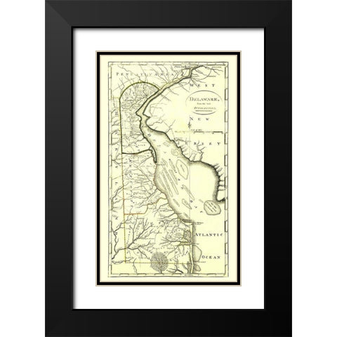 Delaware - Carey 1814 Black Modern Wood Framed Art Print with Double Matting by Carey