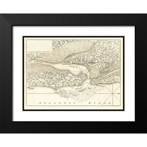 St Augustine Florida - Jefferys 1762 Black Modern Wood Framed Art Print with Double Matting by Jefferys
