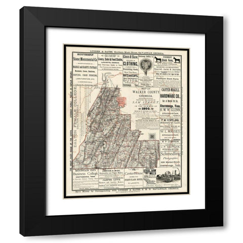 Walker County Georgia - Street 1893 Black Modern Wood Framed Art Print with Double Matting by Street