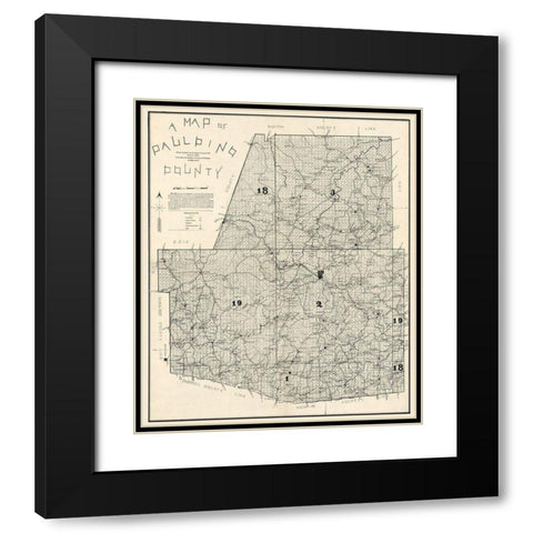 Paulding County Georgia - West 1896 Black Modern Wood Framed Art Print with Double Matting by West
