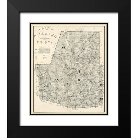 Paulding County Georgia - West 1896 Black Modern Wood Framed Art Print with Double Matting by West